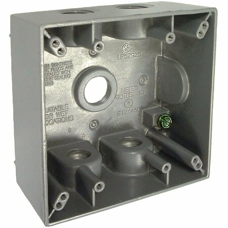 BELL Electrical Box, 31 cu in, Outlet Box, 2 Gang, Aluminum, Square 5337-5